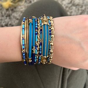 12 blue and gold bangles